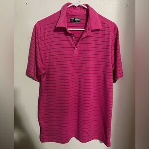 CALLAWAY Classic Opdi Dri Striped Golf Polo Pink with Black Stripes Men's Sz‎ M